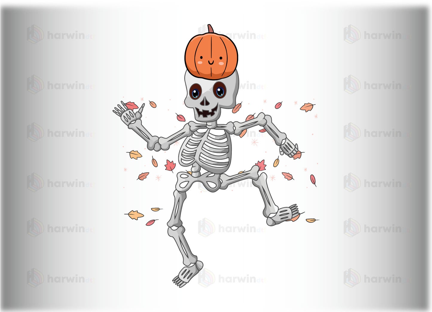 Pumpkin Head Skeleton DTF Transfer