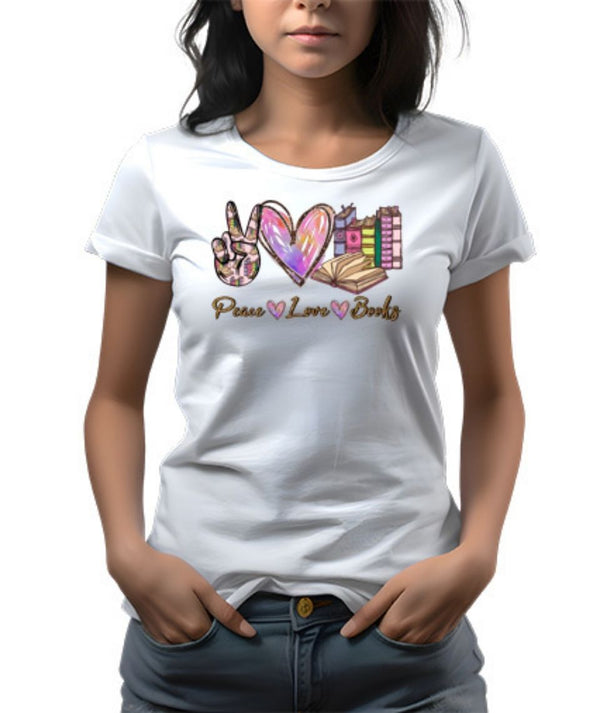 Peace, Love, Books DTF Transfer